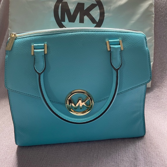 Michael Kors Hudson Aqua Marine Satchel Bag - Picture 4 of 9